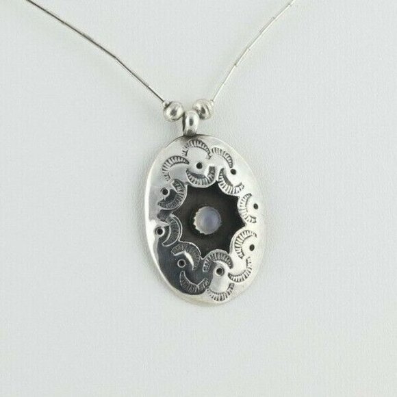 Sterling Silver Moonstone Liquid Beads Necklace 18 inch - Picture 5 of 8